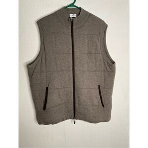 Peter Millar Men's Large Quilted‎ Puffer Crown Essex Vest Cotton Wool Gray Golf